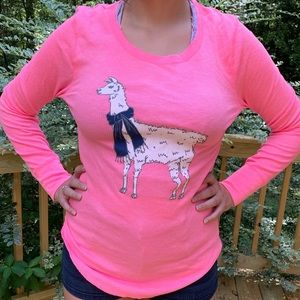Llama neon pink shirt